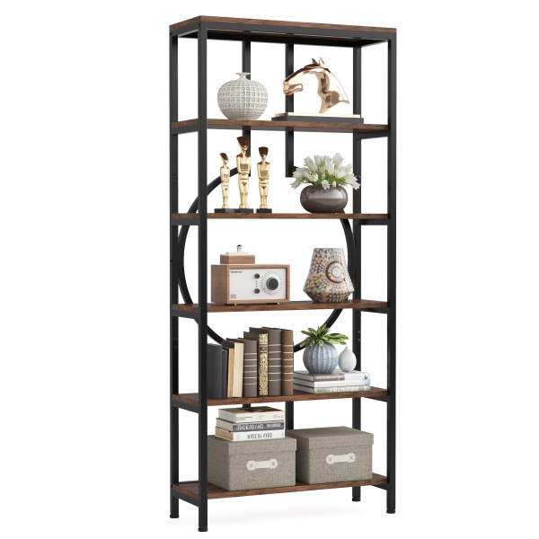 Bookshelf, 70.9? Industrial Bookcase 6-Tier Display Shelf
