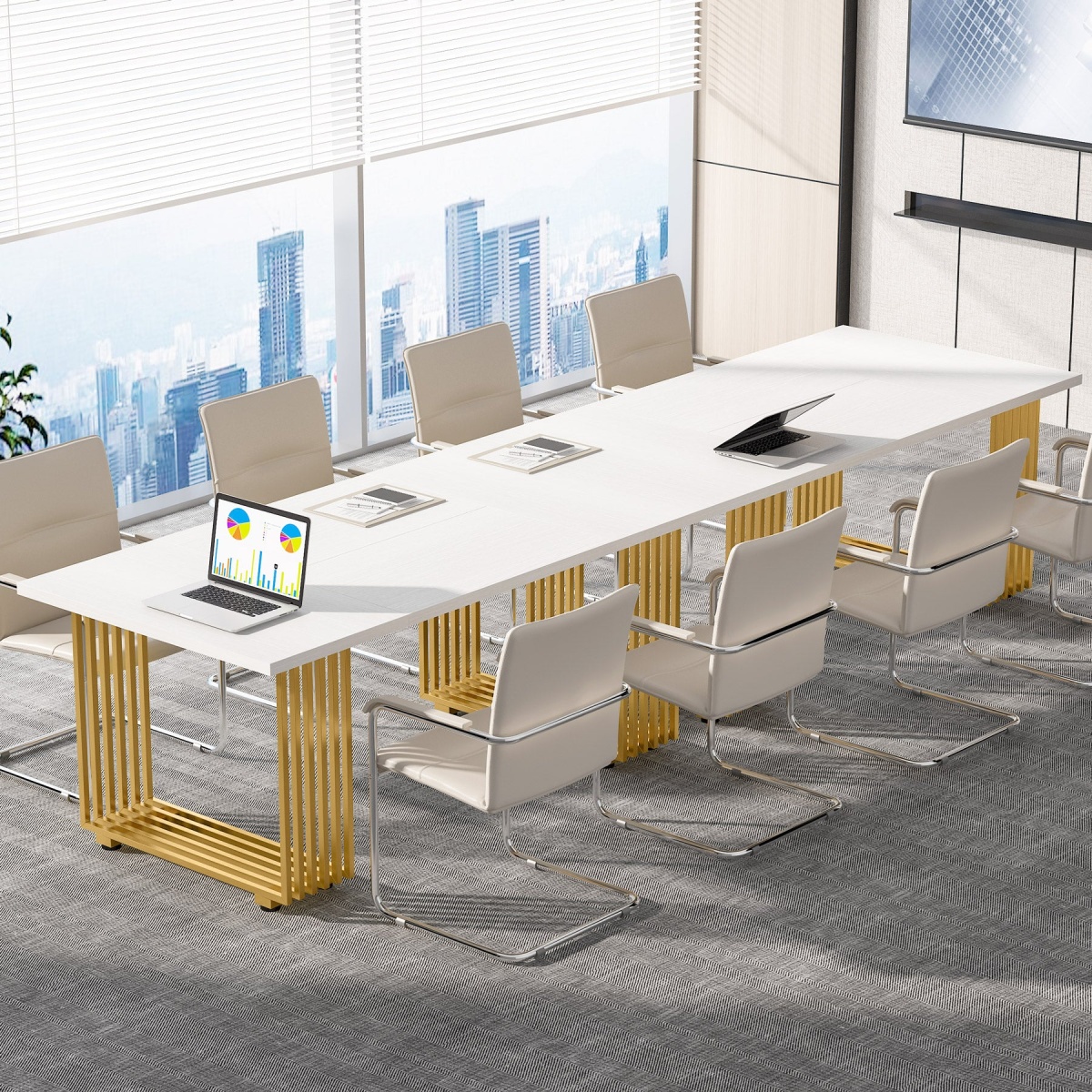 Executive Desk, 70.9? Modern Office Computer Desk Conference Table - Image 6