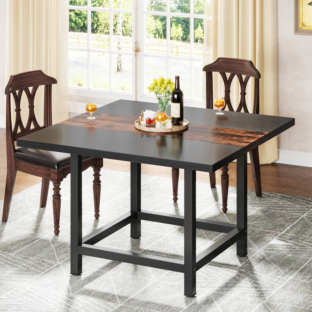 Dining Table, Rustic Square 39?x 39?x 29? Kitchen Table for 4 - Image 2