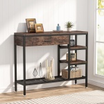 Sofa Console Table with Drawers, Rustic Industrial Entry Table - Image 4
