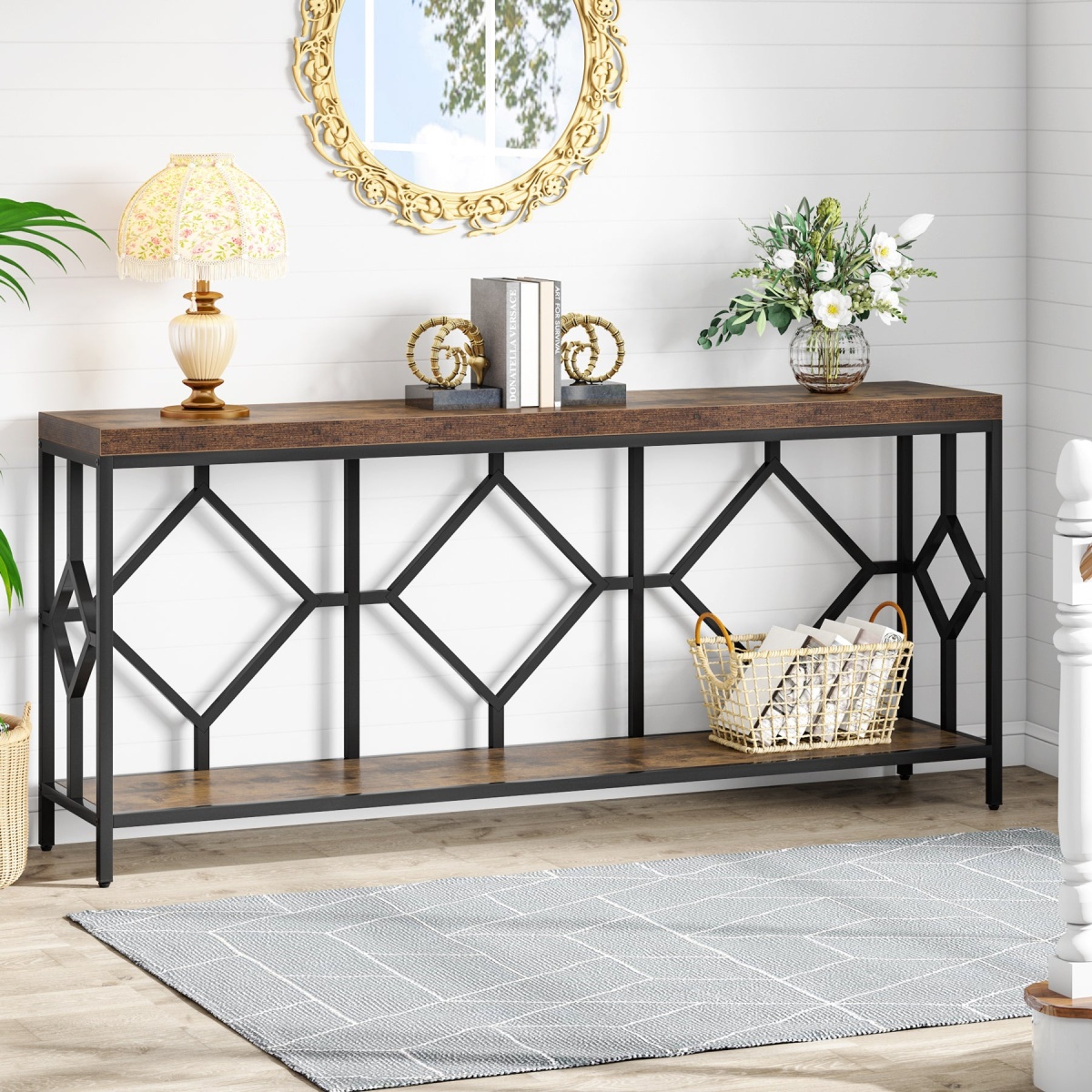 Console Table, 71? Extra Long Sofa Table with Open Storage Shelf - Image 2