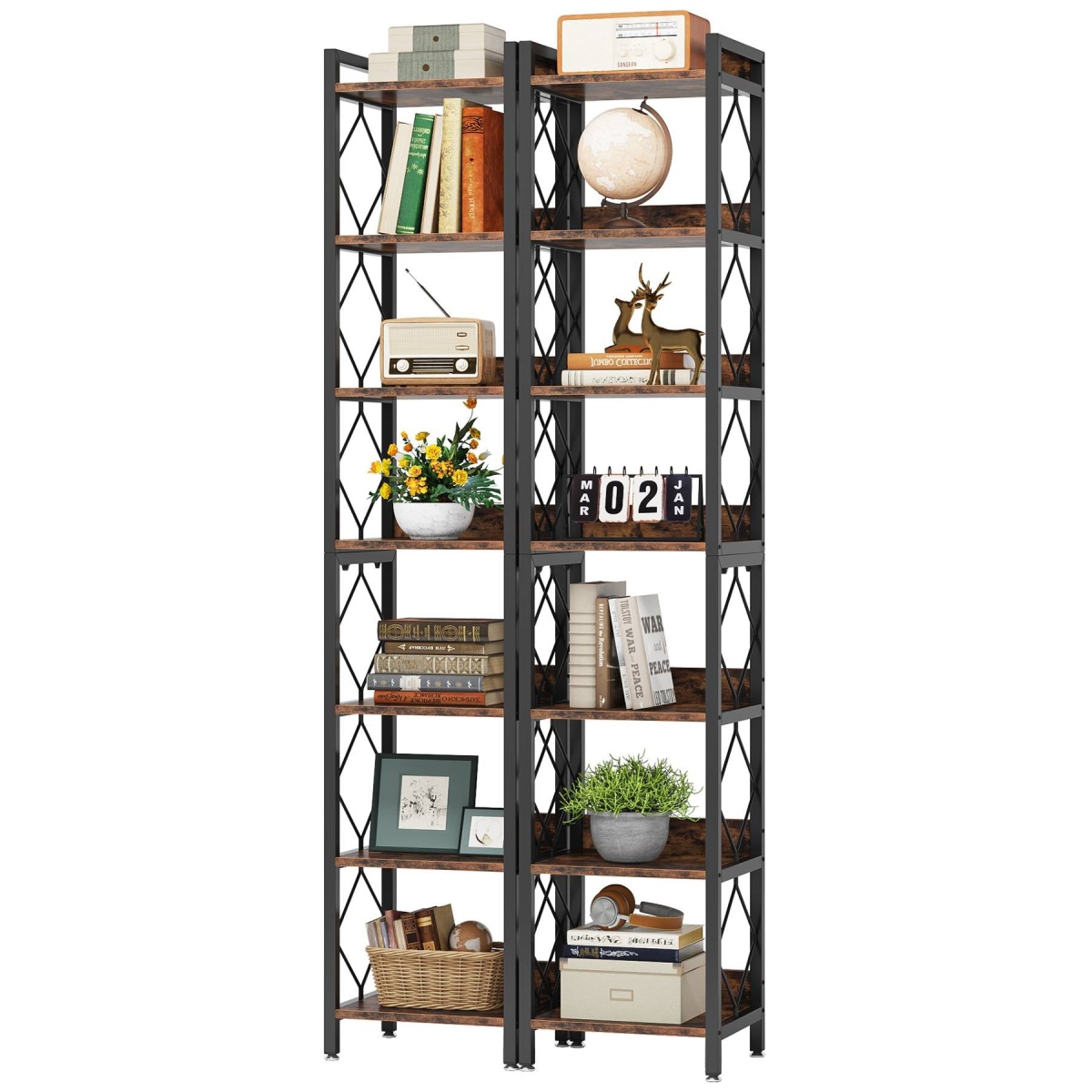 Corner Shelf, 78.7? Narrow Bookshelf 7 Tier Corner Bookcase - Image 10