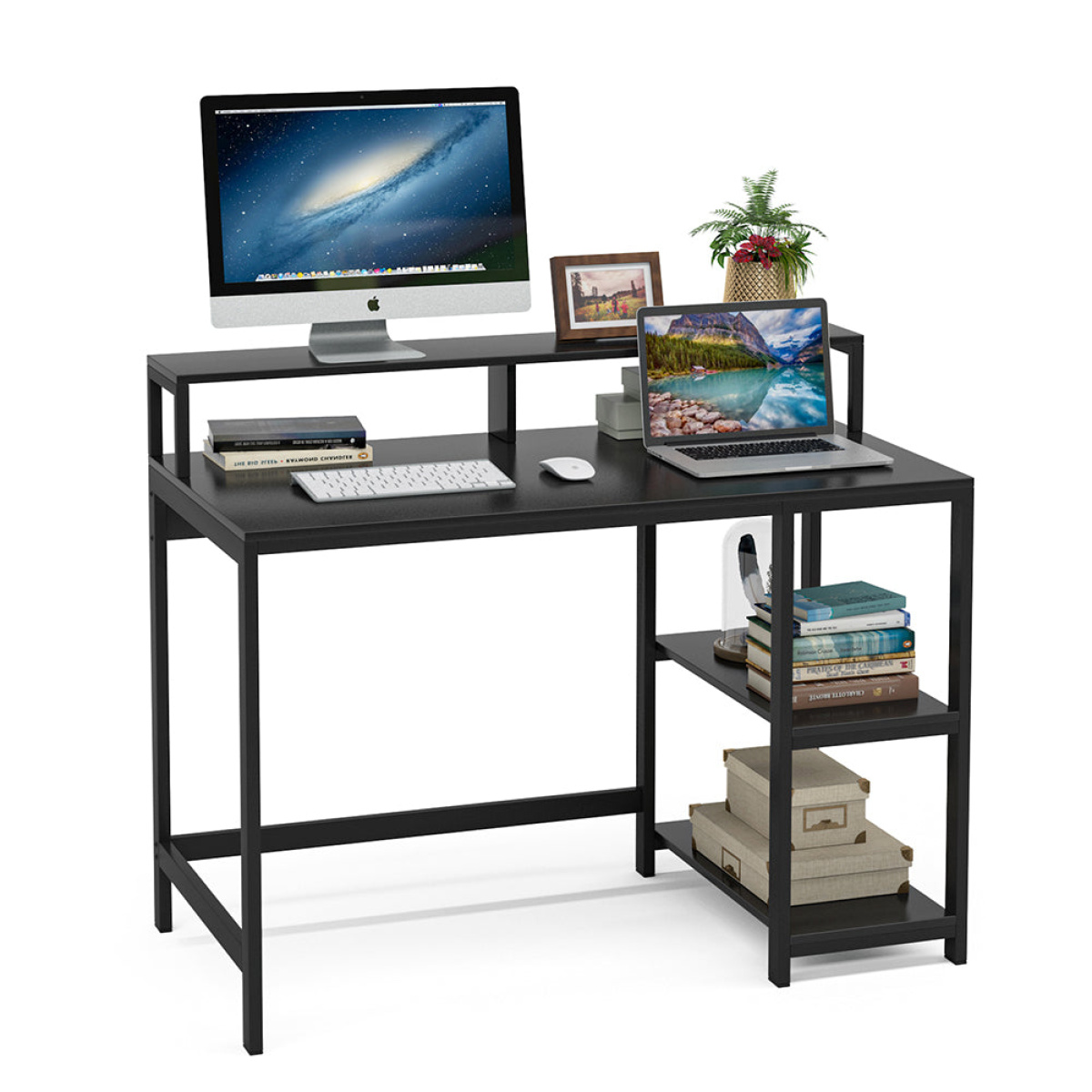 Computer Desk, Industrial Writing Desk with Shelves for Study - Image 10