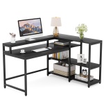 Reversible L Shaped Computer Corner Desk with Shelves - Image 10