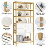 Bookshelf, 5-Tier Bookcase with 2 Drawers & LED Light - Image 7