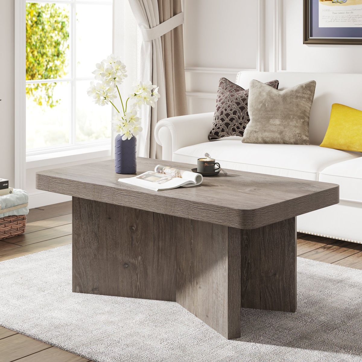 Coffee Table, Farmhouse Cocktails Table Center Table for Living Room - Image 1