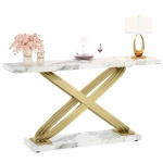Console Table, 55? Modern Faux Marble Sofa Entryway Table
