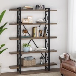 Bookshelf, 72? Solid Wood Bookcase 5-Shelf Display Rack - Image 2