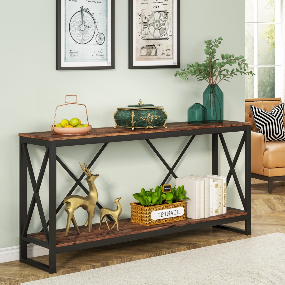 Console Table, 70.9? Entry Sofa Table with Open Storage Shelf - Image 7