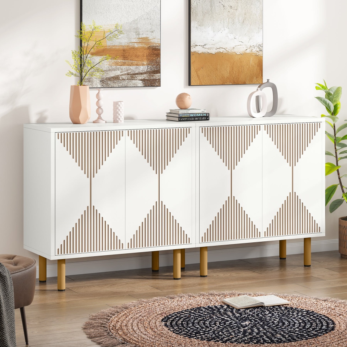 Sideboard Buffet, 58? Modern Storage Cabinet with Doors - Image 1