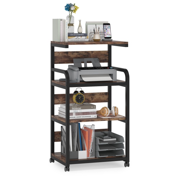 Printer Stand, 4-Shelf Mobile Printer Cart with Storage Shelves