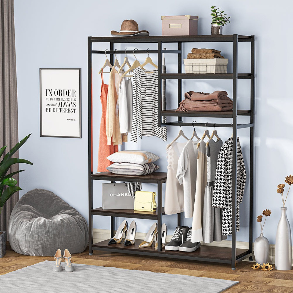 Freestanding Closet Organizer, Clothes Racks with 2 Hanging Rod - Image 4