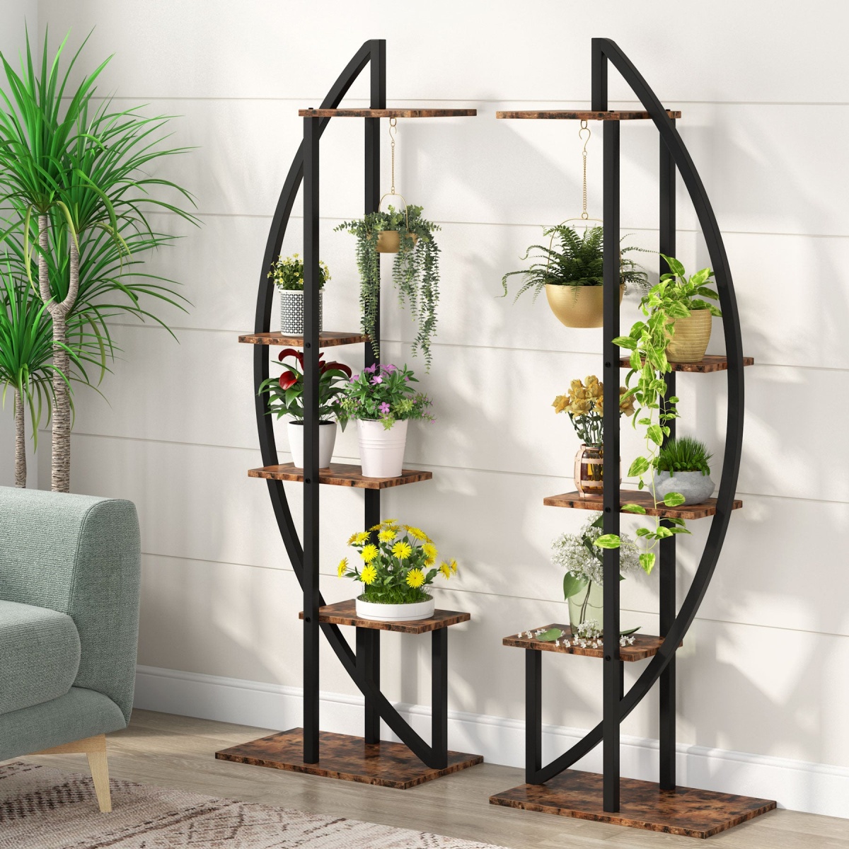 Plant Stand, 5-Tier Curved Flower Display Shelf Pack of 2 - Image 10
