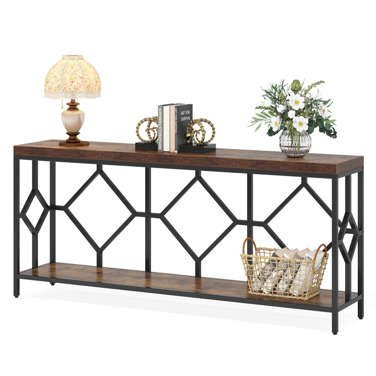 Console Table, 71? Extra Long Sofa Table with Open Storage Shelf - Image 1