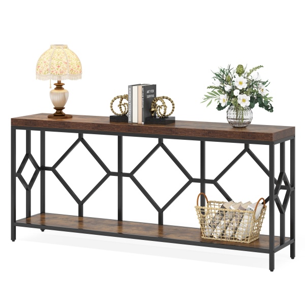Console Table, 71? Extra Long Sofa Table with Open Storage Shelf