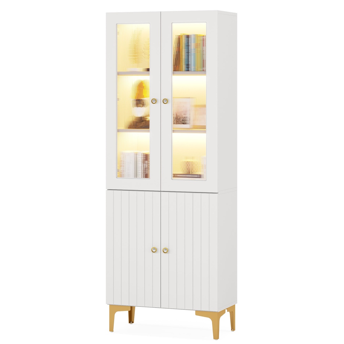 Bookcase, Freestanding Storage Cabinet with LED Light & 5-Tier Shelves - Image 1
