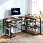 L-Shaped Desk, 59? Corner Computer Desk with Storage Shelf - Image 2
