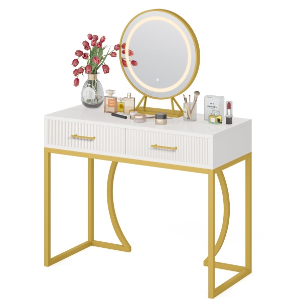 Vanity, 39 inch Makeup Dressing Table With 2 Drawers & LED Mecor