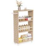 Kitchen Cart, 4 Tier Slim Storage Rolling Cart Spice Rack with Handle - Image 8