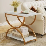 Round End Table, Industrial Side Table with Metal Hollow Frame - Image 88
