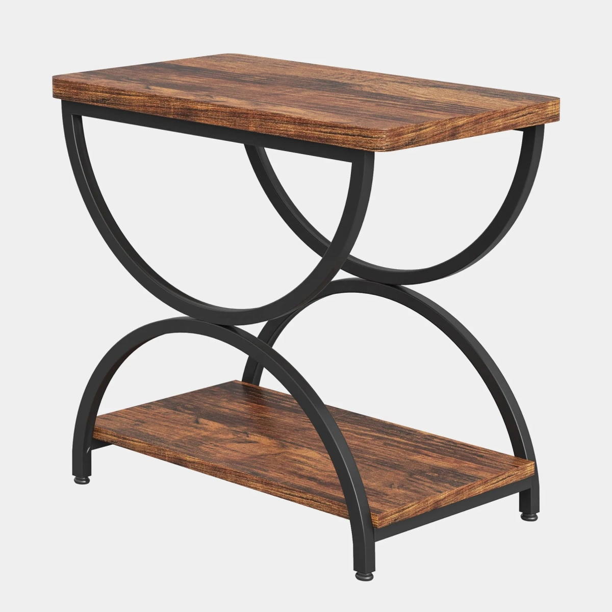 Round End Table, Industrial Side Table with Metal Hollow Frame - Image 90