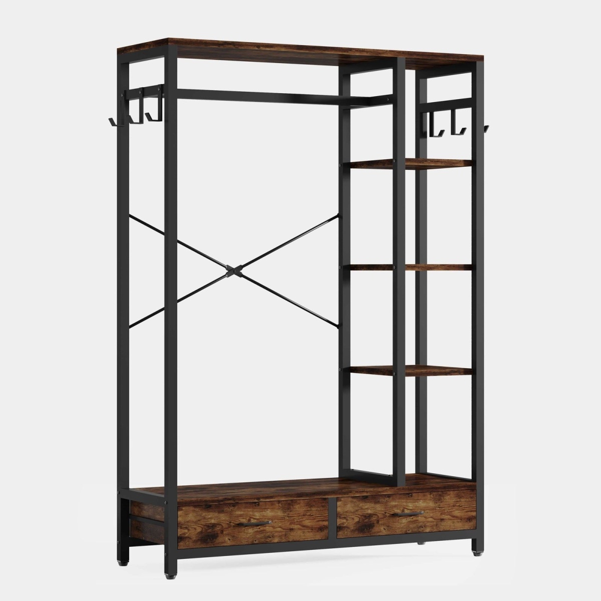 Freestanding Closet Organizer, 79? Garment Rack with 2 Drawers & Shelves - Image 2