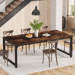 Dining Table, Industrial Kitchen Table with Metal Frame - Image 4