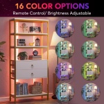 Bookshelf, 5-Tier Bookcase with 2 Drawers & LED Light - Image 6