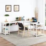 L-Shaped Desk, 70 Inch Computer Desk with Bookcase - Image 8