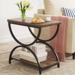 Round End Table, Industrial Side Table with Metal Hollow Frame - Image 87