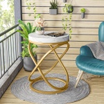 End Table, 26? Tall Round Sofa Side Table with Faux Marble Top - Image 6