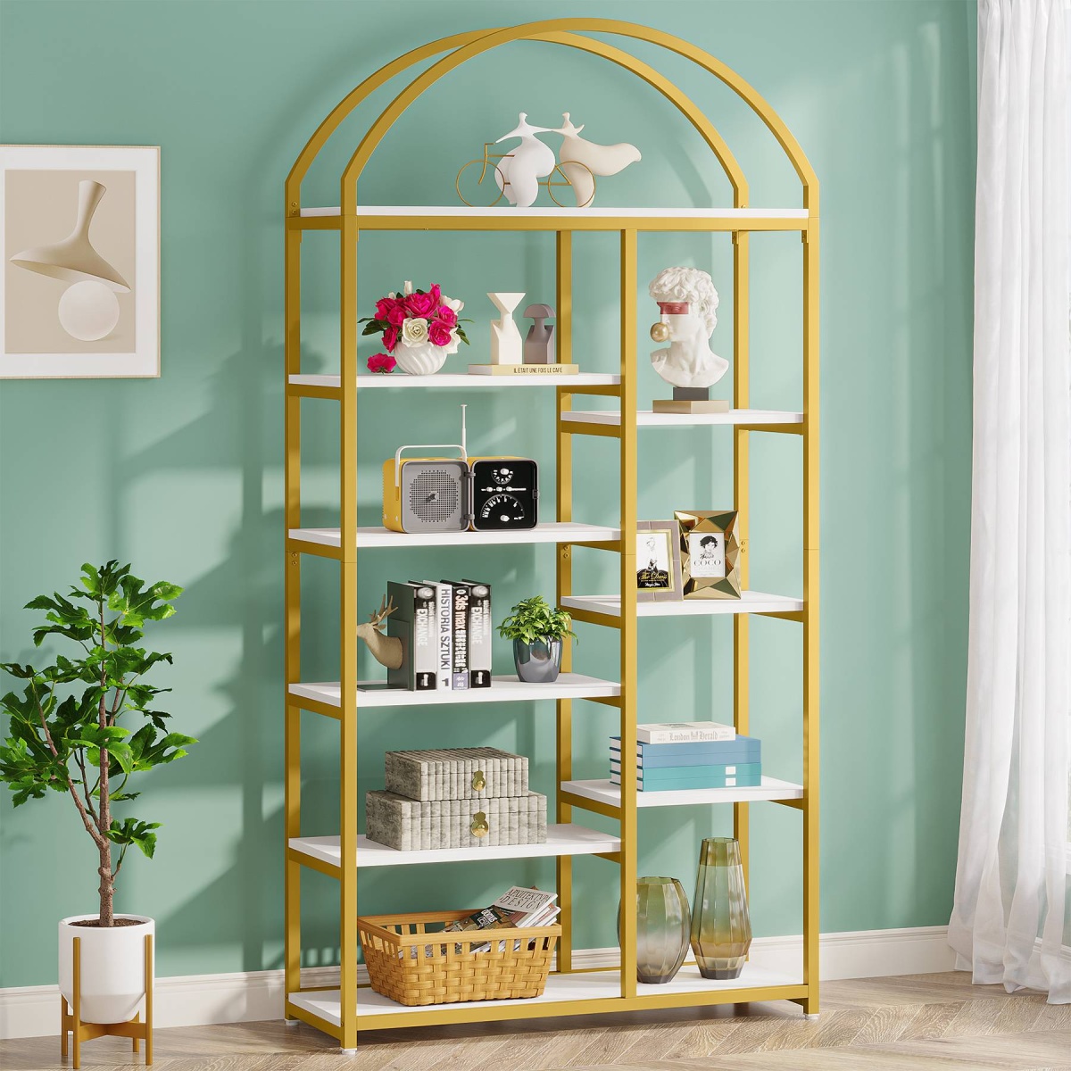 Bookshelf, 9-Tier Modern bookcase with Open Shelves - Image 1
