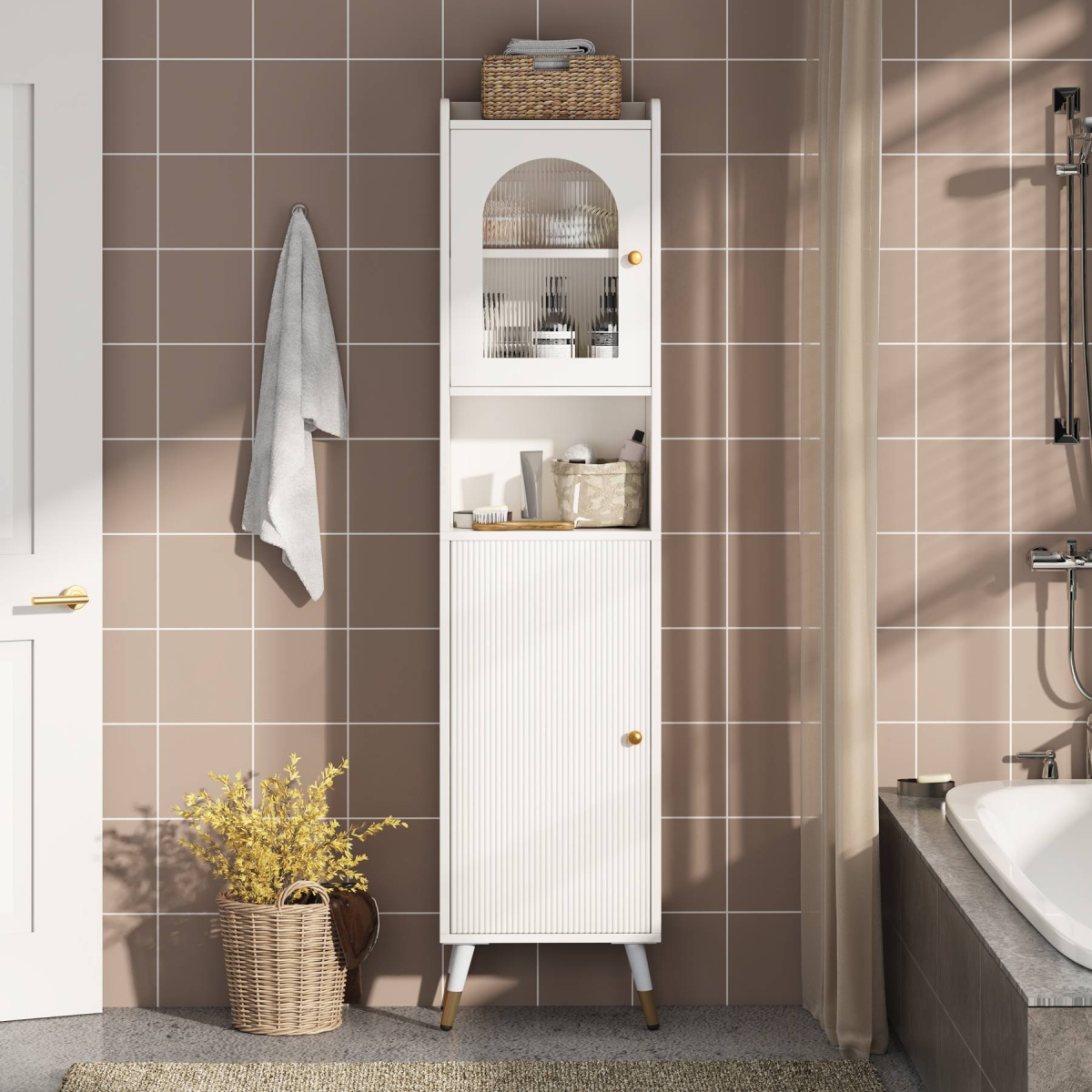 Storage Cabinet, 67?? Bathroom Cabinet with 2 Doors and 6 Shelves - Image 7