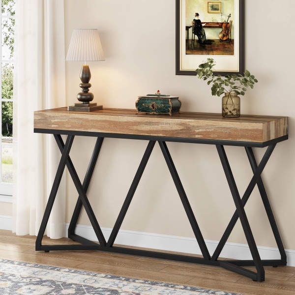 Console Table, 55? Farmhouse Sofa Table Wood Entryway Table