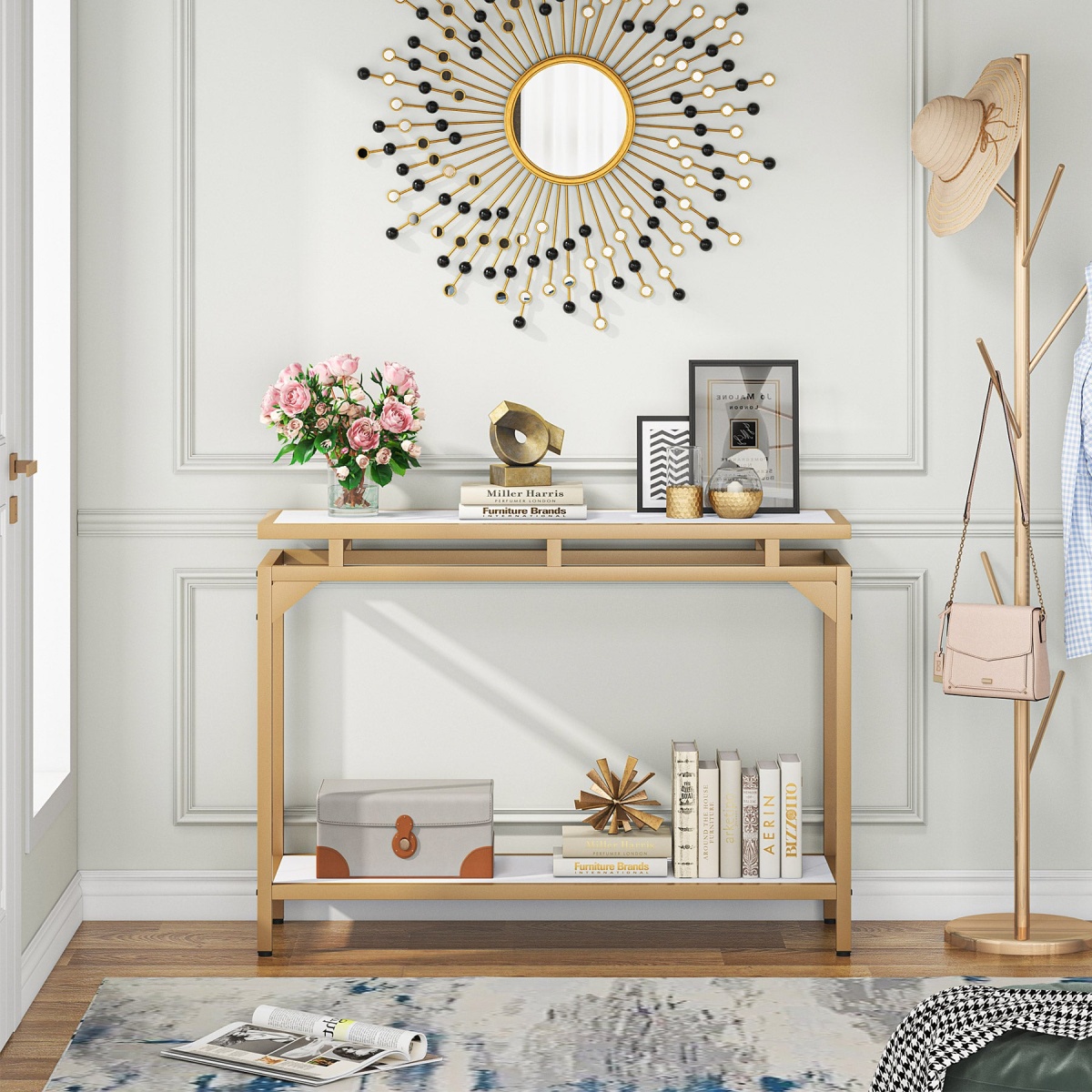 Console Table, 40? Entryway Sofa Table with 2 Tier Storage Shelf - Image 5