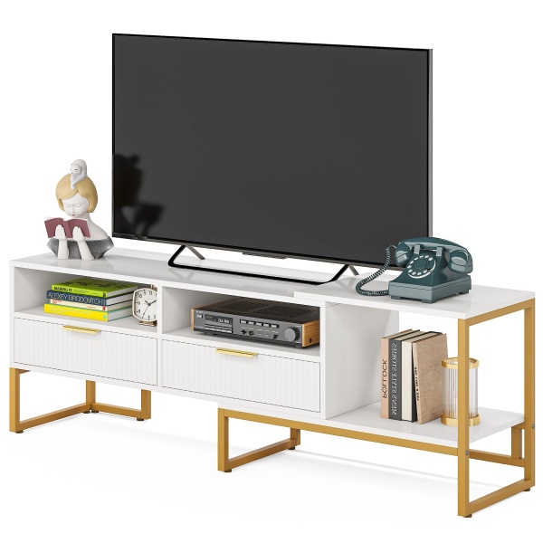 TV Stand, 63? Media Console with 2 Drawers and Shelves