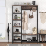 Freestanding Closet Organizer, Hall Trees with Shoes Bench - Image 4