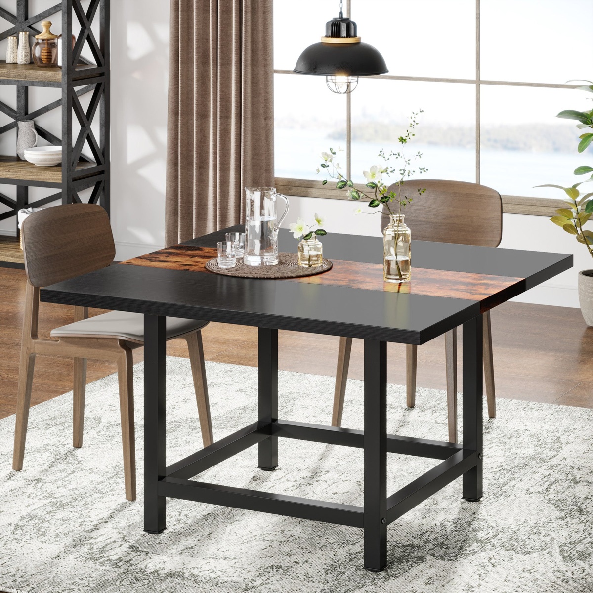 Dining Table, Rustic Square 39?x 39?x 29? Kitchen Table for 4 - Image 7