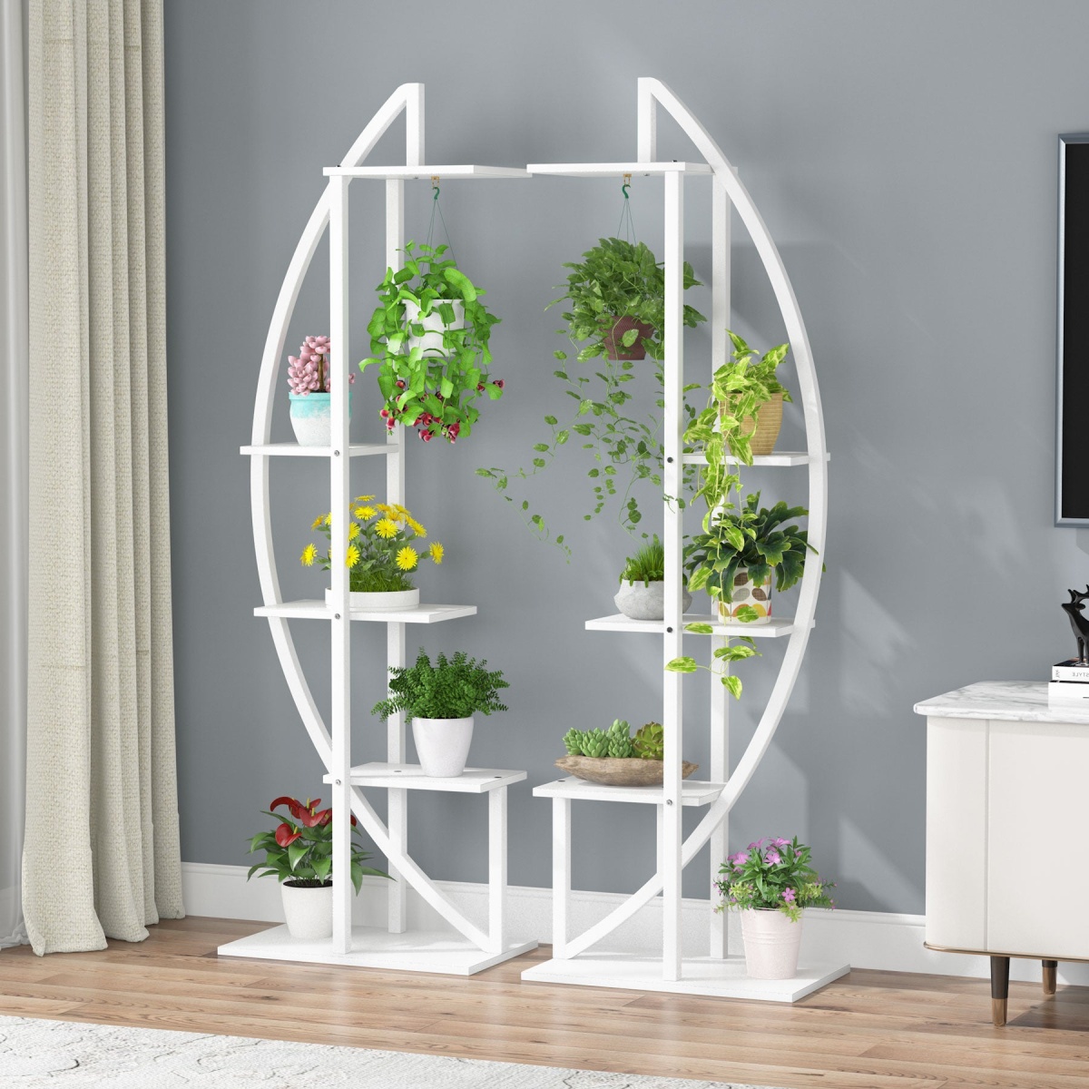 Plant Stand, 5-Tier Curved Flower Display Shelf Pack of 2 - Image 5