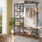 Freestanding Closet Organizer, Garment Rack with 4-Tier Shelves - Image 4