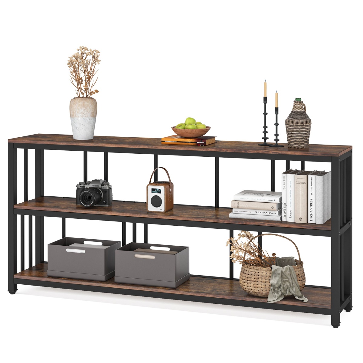 Console Table, 70.9? Sofa Table, 3 Tiers Narrow Long Sofa Table - Image 2