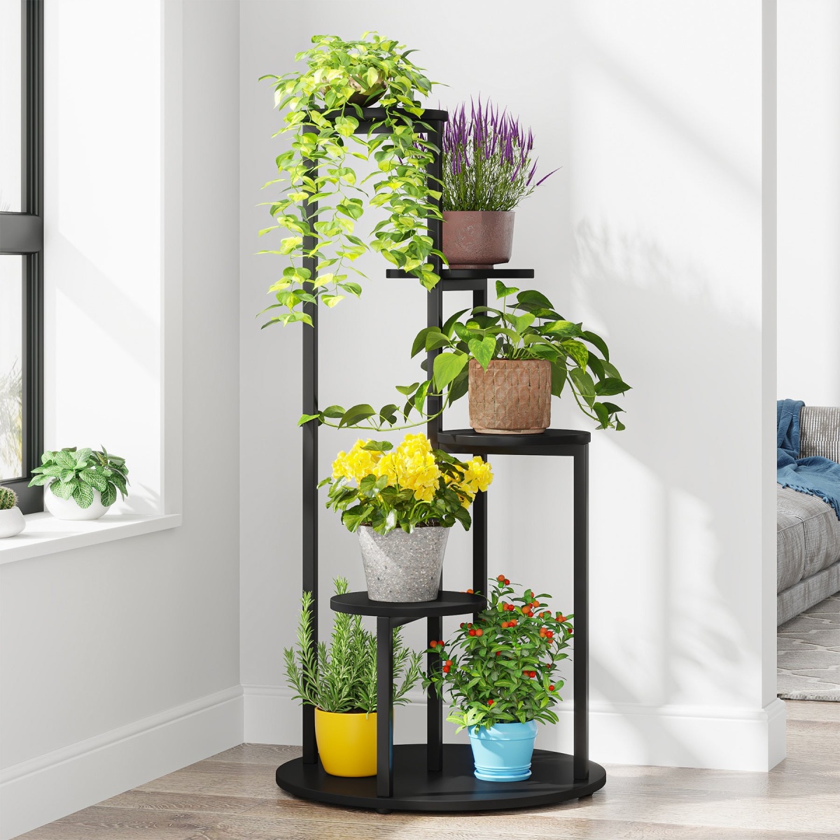 Plant Stand, 4-Tier Plant Shelf Holders Corner Flower Pot Stands - Image 8