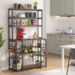 Kitchen Baker?s Rack, 6-Tier Utility Kitchen Storage Shelf with Hutch - Image 4