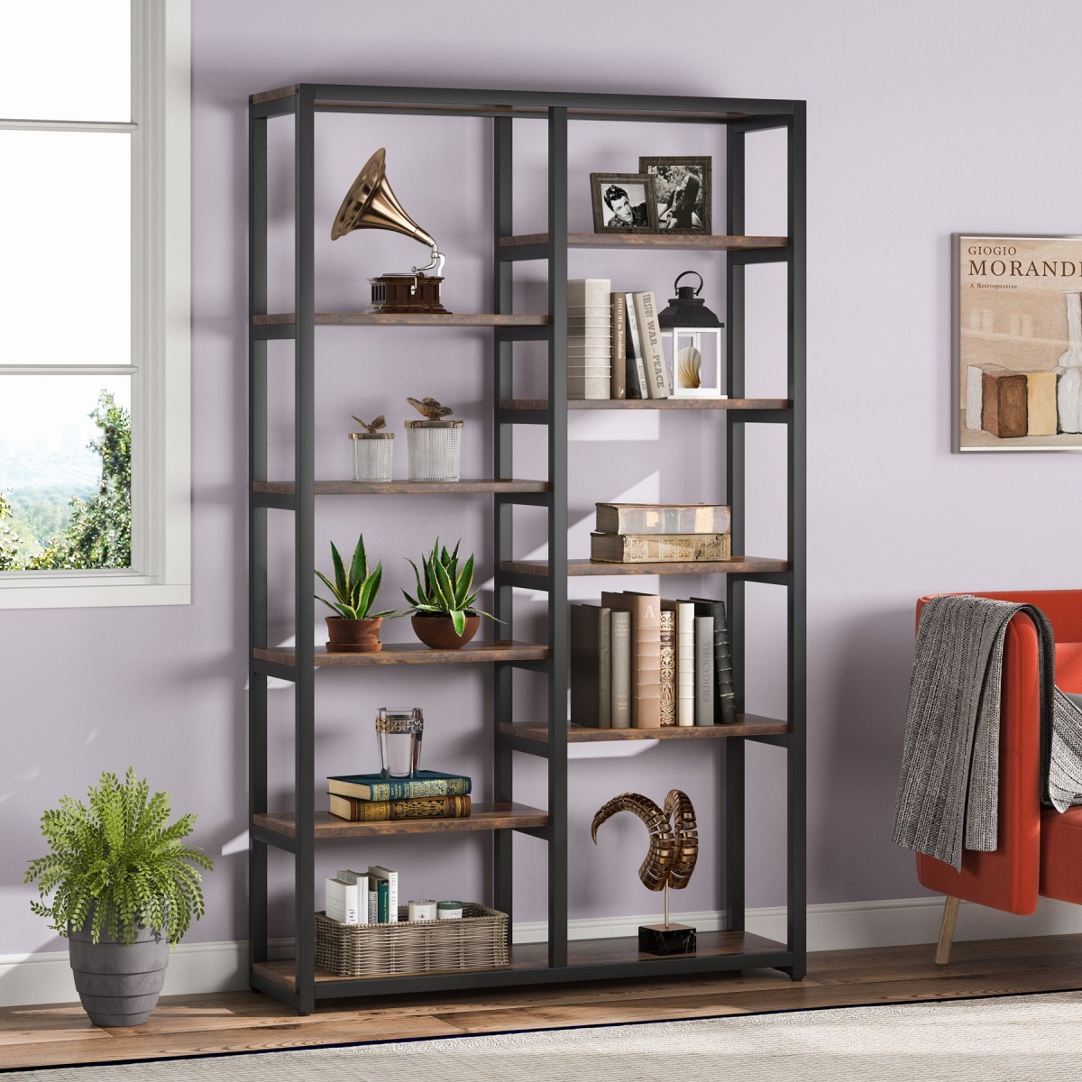 Bookshelf Bookcase, 10-Open Shelf Etagere Bookcase - Image 4