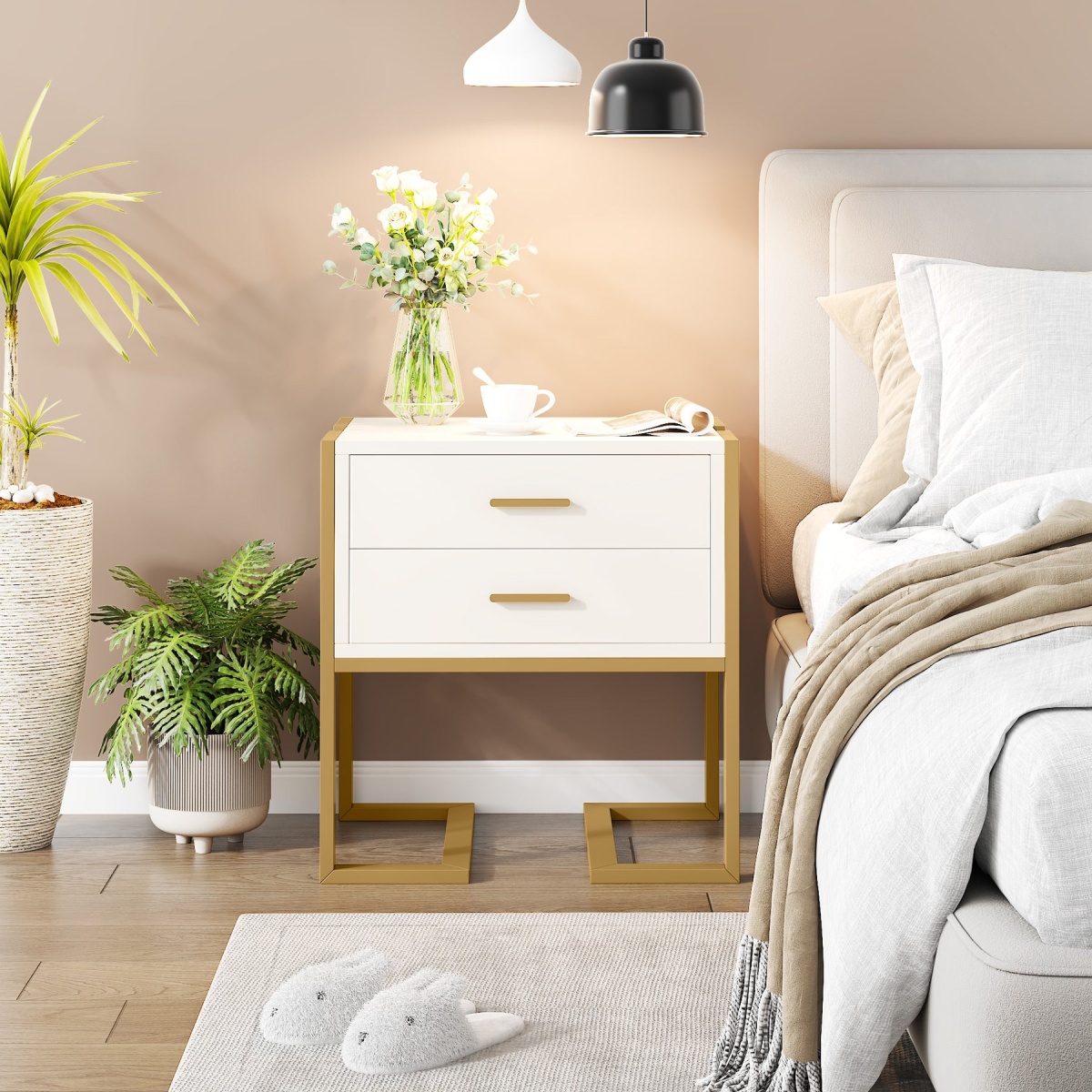 Nightstand, 21? Wide Bedside End Table with 2-Drawer - Image 5