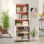 Bookcase, 71? Bookshelf Storage Cabinet with LED Light & Doors - Image 5