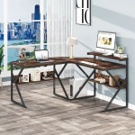 L-Shaped Desk, Corner Computer Desk with Shelves - Image 4