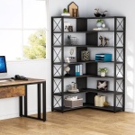 Corner Bookshelf, 6-Tier Bookcase Corner Storage Display Stand - Image 4