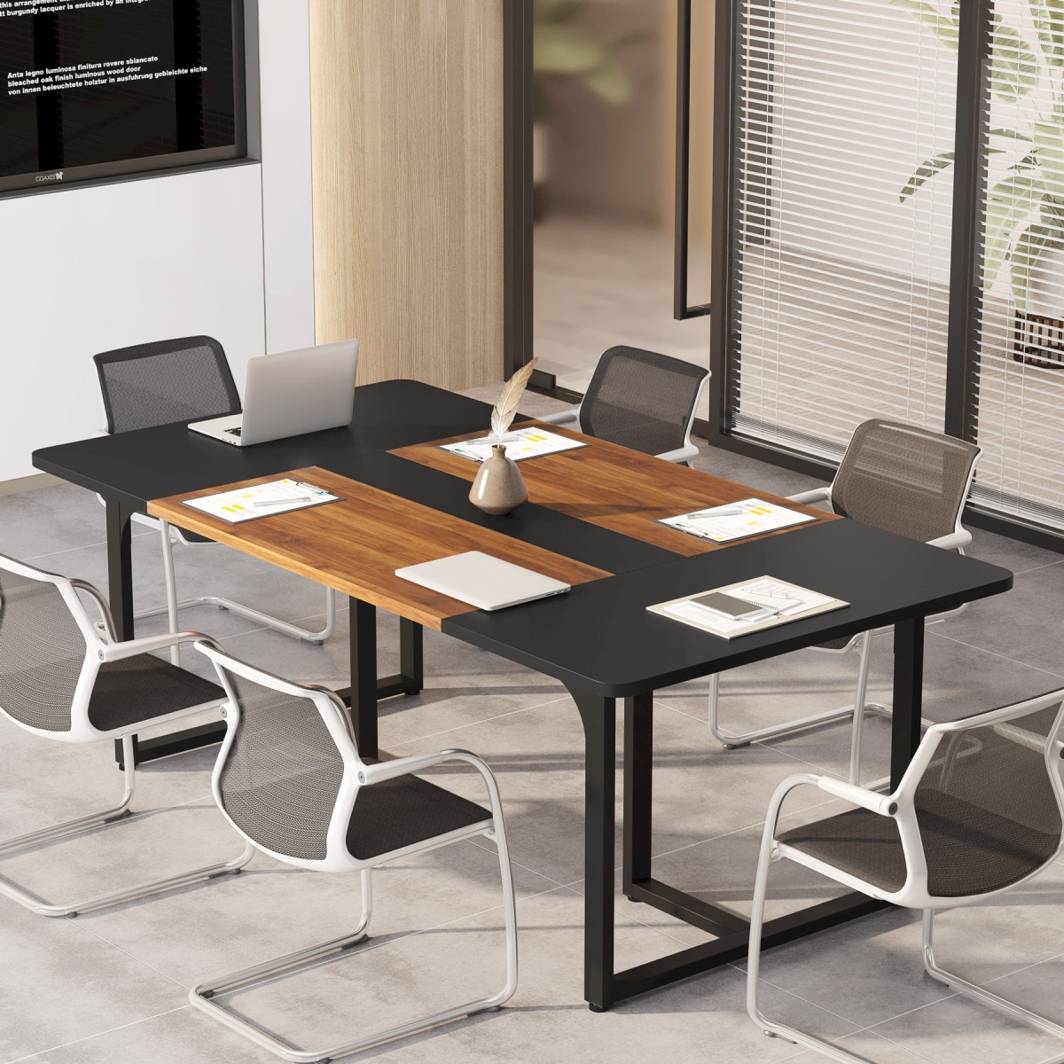 Conference Table, 6FT Rectangle Meeting Table for 8 People - Image 4