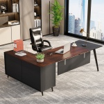 Executive Desk, 87? L-Shaped Computer Desk with 51? File Cabinet - Image 2